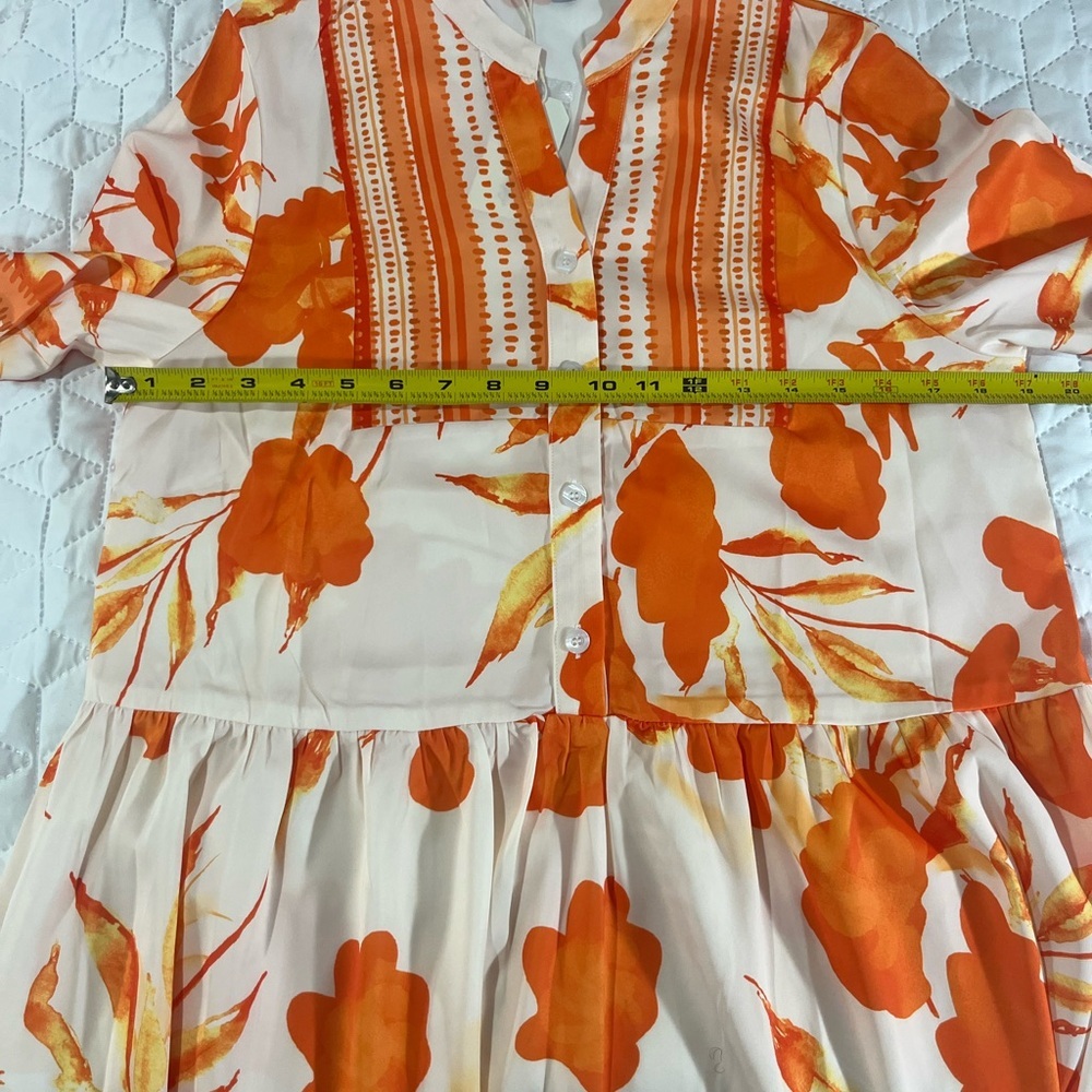 Ador Orange Floral Maxi Dress Medium NWT Boho Resort Vacation Flowy - Picture 7 of 10